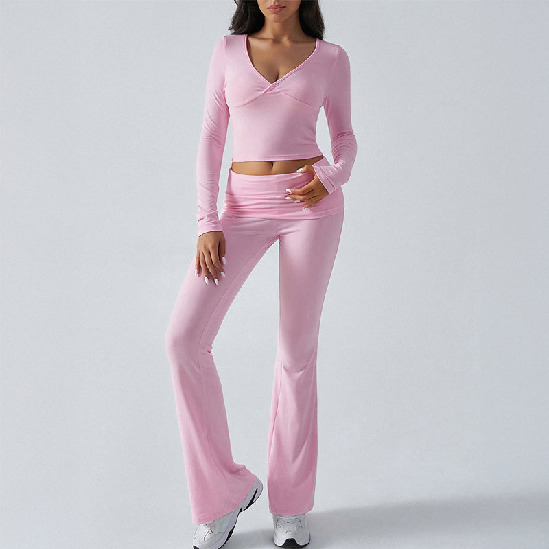 Casual Sport Slim Fit Stickade Långärmade Byxor Tvådelade Set/Casual sports slim-fit knitted long-sleeved trousers two-piece suit