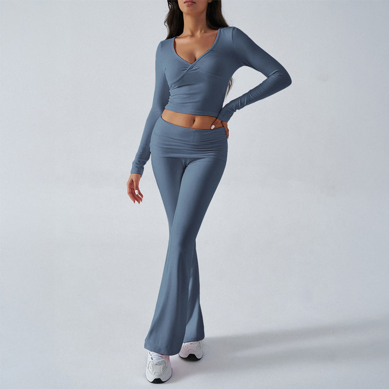 Casual Sport Slim Fit Stickade Långärmade Byxor Tvådelade Set/Casual sports slim-fit knitted long-sleeved trousers two-piece suit