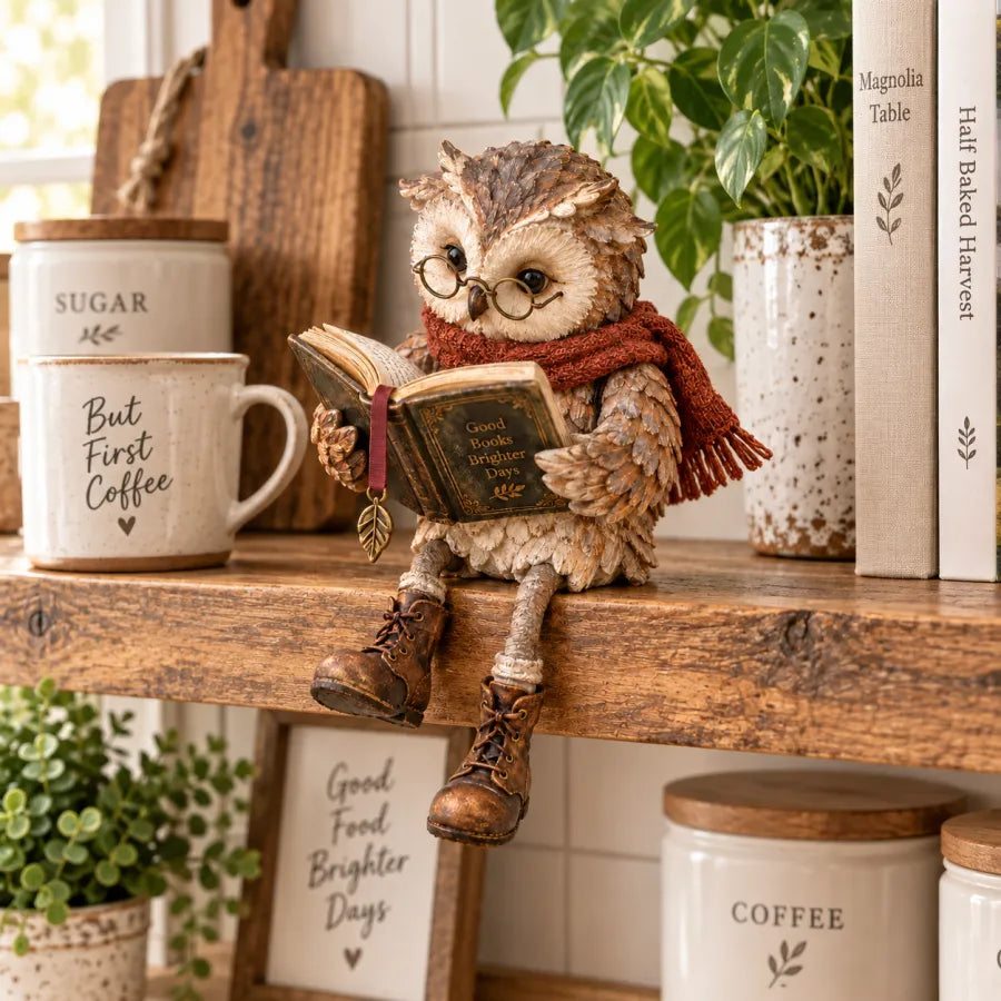 Figurine Chouette Lectrice – Décoration pour Bibliothèque & Coin Lecture