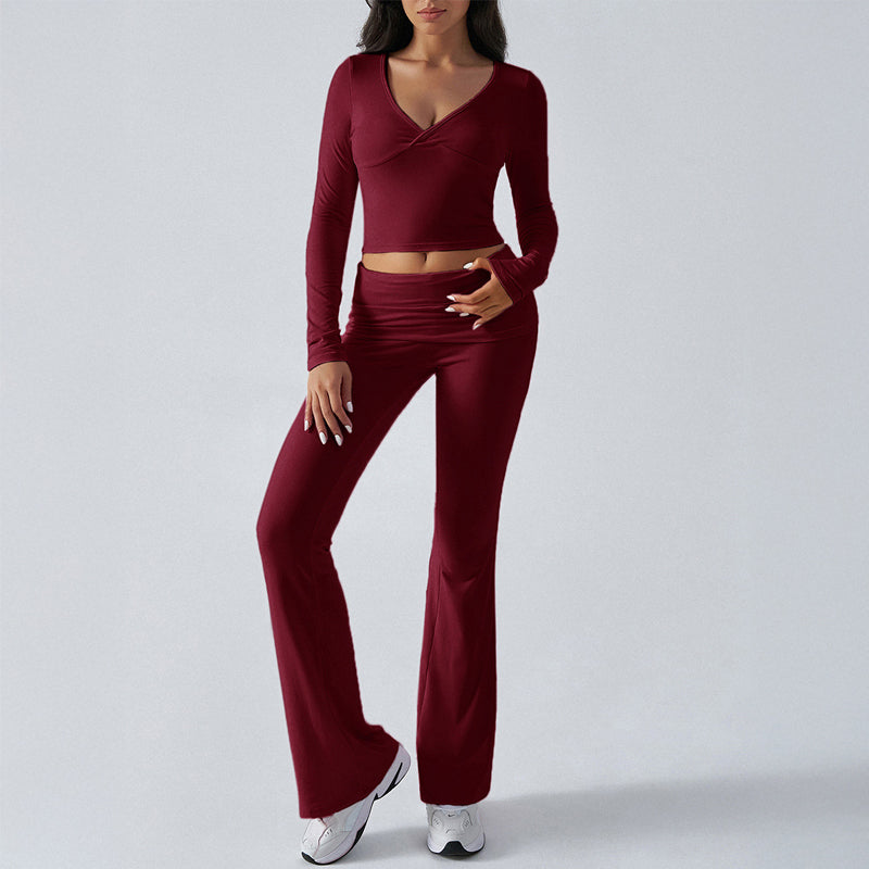 Casual Sport Slim Fit Stickade Långärmade Byxor Tvådelade Set/Casual sports slim-fit knitted long-sleeved trousers two-piece suit