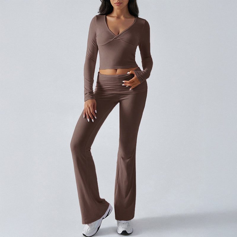 Casual Sport Slim Fit Stickade Långärmade Byxor Tvådelade Set/Casual sports slim-fit knitted long-sleeved trousers two-piece suit