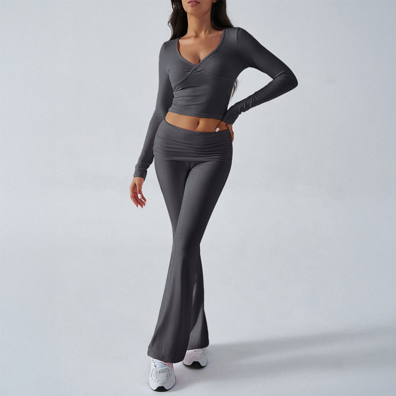 Casual Sport Slim Fit Stickade Långärmade Byxor Tvådelade Set/Casual sports slim-fit knitted long-sleeved trousers two-piece suit