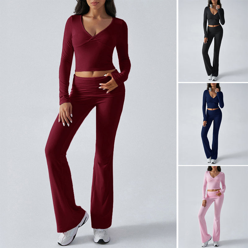 Casual Sport Slim Fit Stickade Långärmade Byxor Tvådelade Set/Casual sports slim-fit knitted long-sleeved trousers two-piece suit
