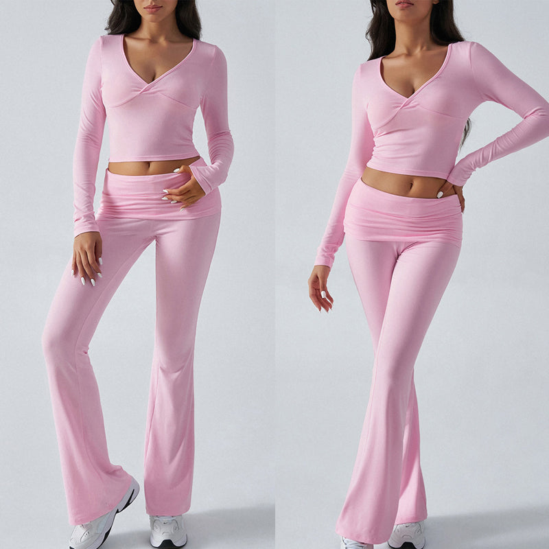 Casual Sport Slim Fit Stickade Långärmade Byxor Tvådelade Set/Casual sports slim-fit knitted long-sleeved trousers two-piece suit