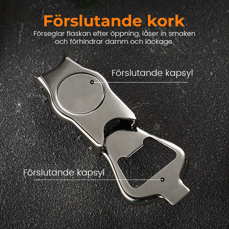 Flasköppnare I Rostfritt Stål Med Färskhetsbevarande Kork