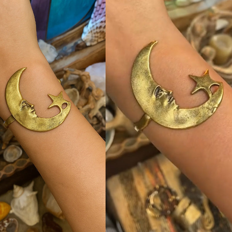 Öppet armband med stjärn- och månemönster