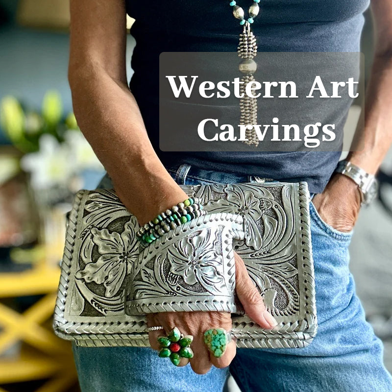 KuvertvÀska i westernstil med "Silver Flower Dance"