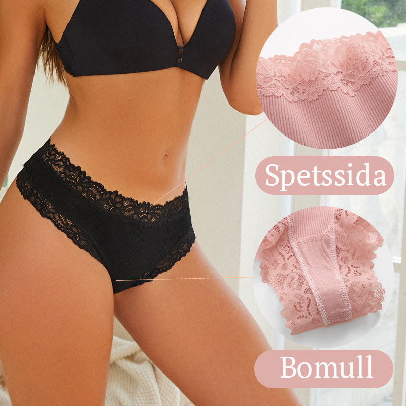Damribbad Bomulls-trosa med Spets – Köp 1 få 1 gratis!