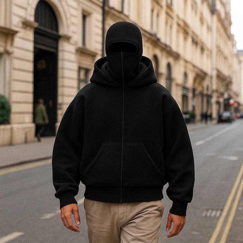 Hoodie med Maskdesign