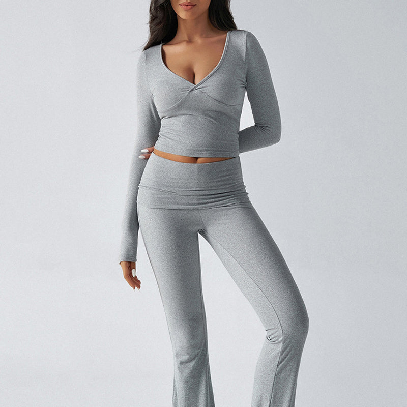 Casual Sport Slim Fit Stickade Långärmade Byxor Tvådelade Set/Casual sports slim-fit knitted long-sleeved trousers two-piece suit