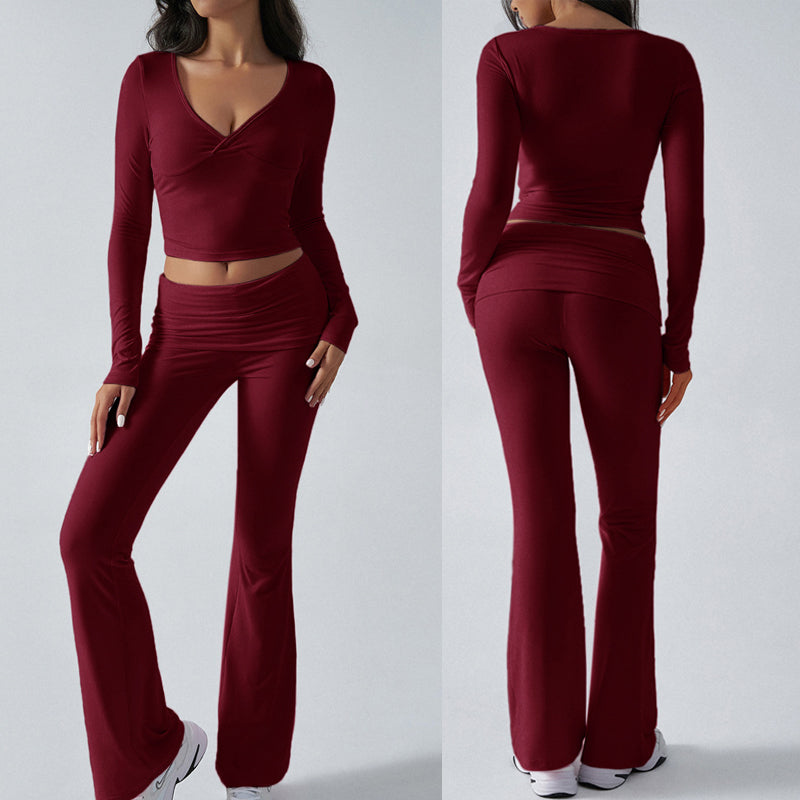 Casual Sport Slim Fit Stickade Långärmade Byxor Tvådelade Set/Casual sports slim-fit knitted long-sleeved trousers two-piece suit