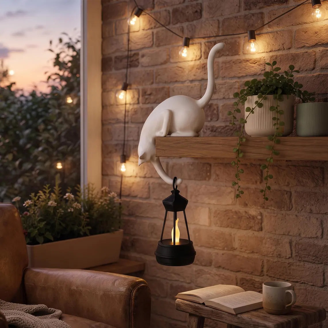 🐱 Chat Porte-Lanterne LED – Une Décoration Magique et Chaleureuse Pour Votre Maison