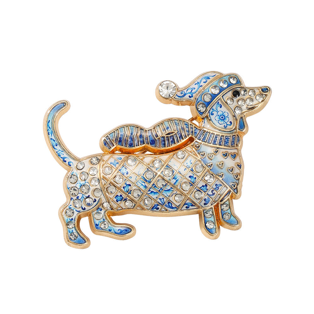 Broche Teckel de Noël – Bijou Festif pour Amoureux des Teckels