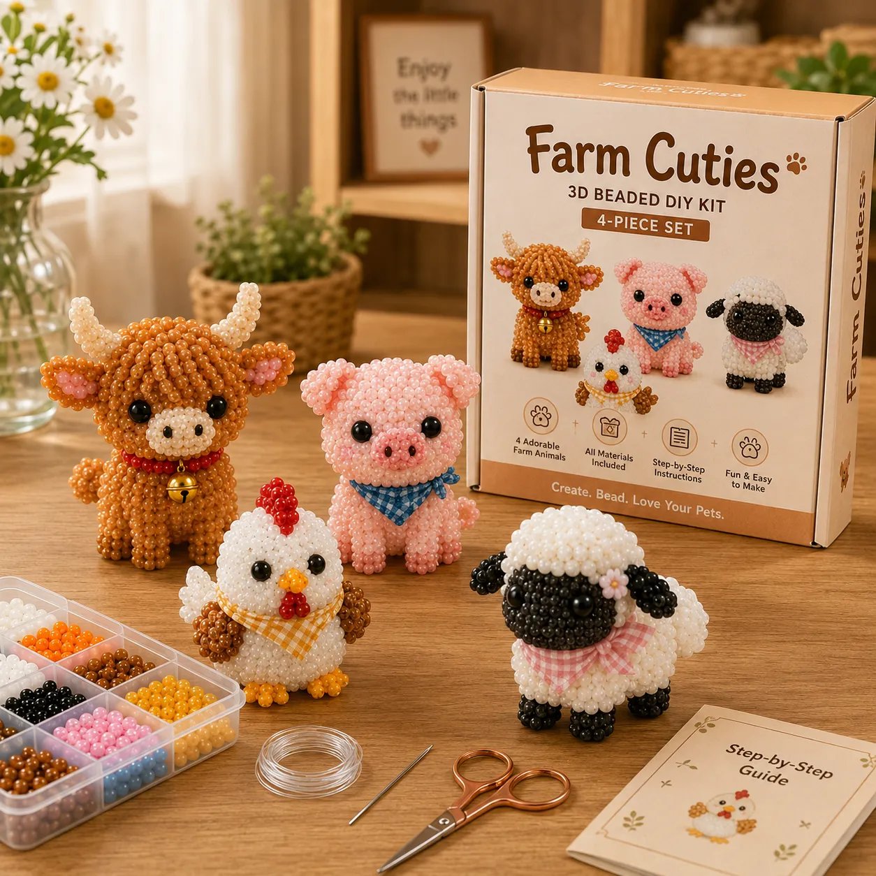 🧵✨ Kit DIY Animaux en Perles 3D – Loisir Créatif & Cadeau Fait Main