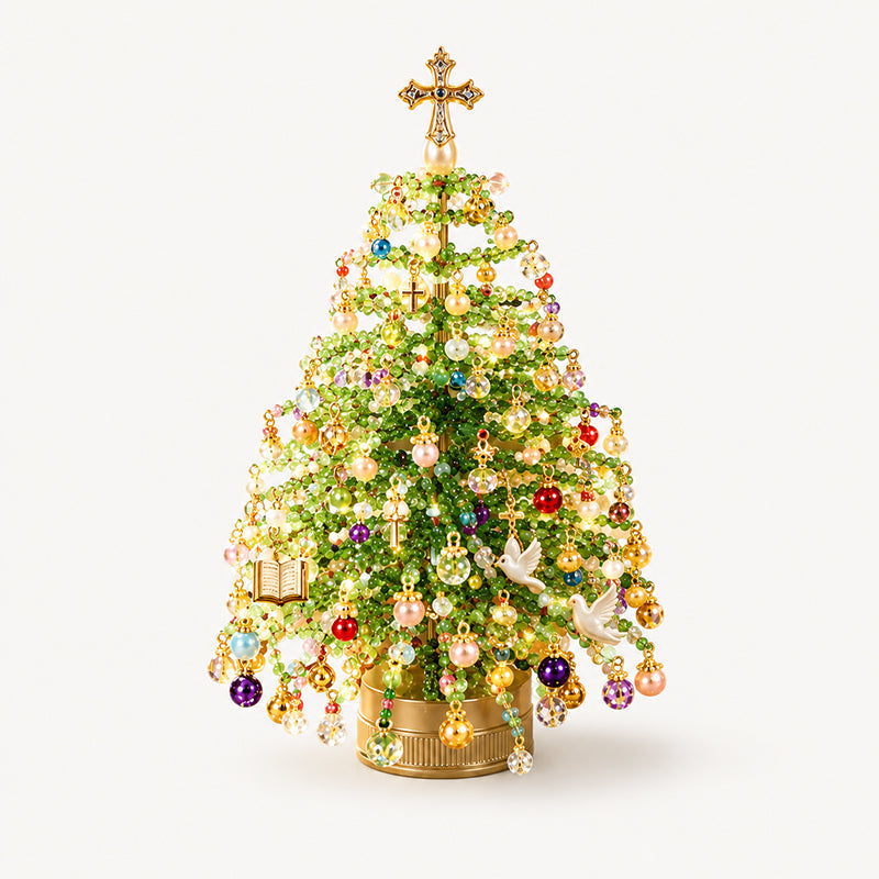 🎄Kit DIY Mini Sapin de Noël Perlé – Décoration Festive à Faire Soi-Même pour Table, Étagère & Cadeau de Noël