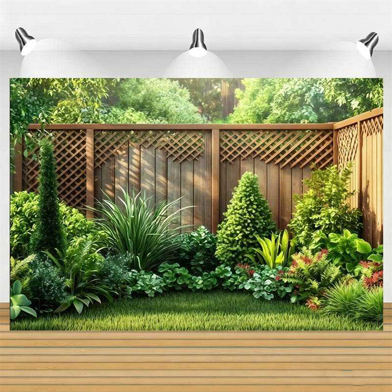 Décor mural jardin avec treillage en bois pour fête et coin photo