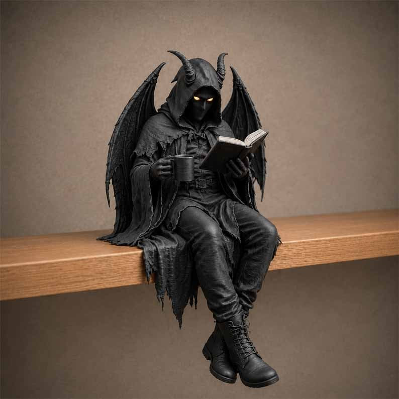 Figurine Gothique Gardien des Livres – Décoration Dark Fantasy pour Bibliothèque