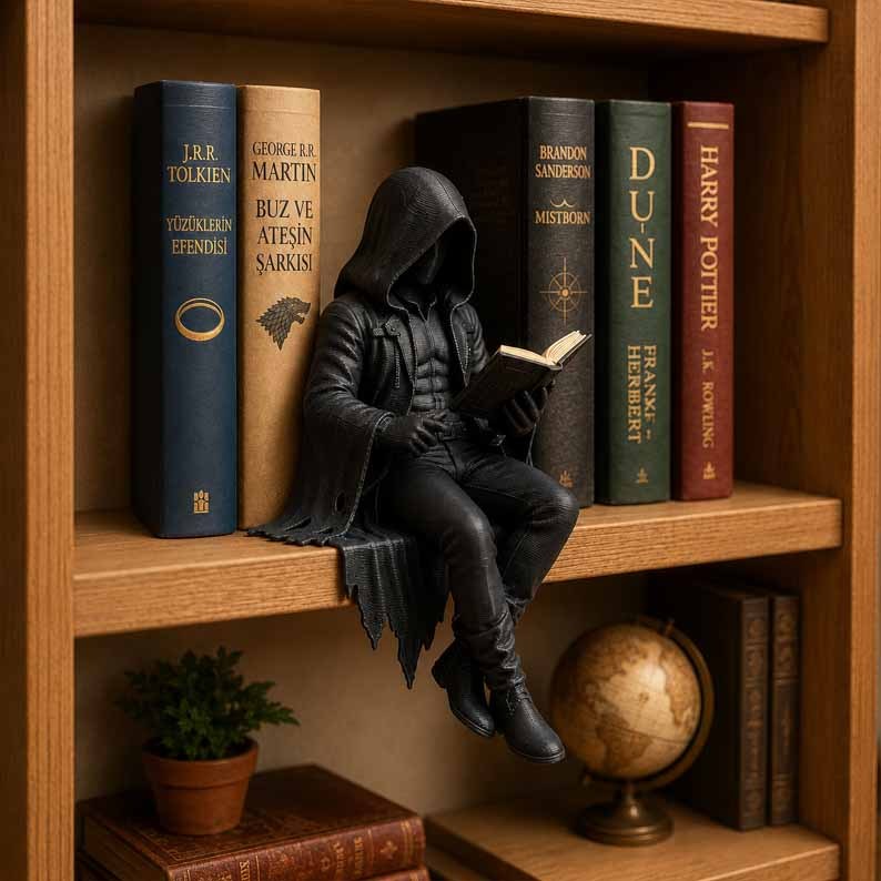 Figurine Gothique Gardien des Livres – Décoration Dark Fantasy pour Bibliothèque
