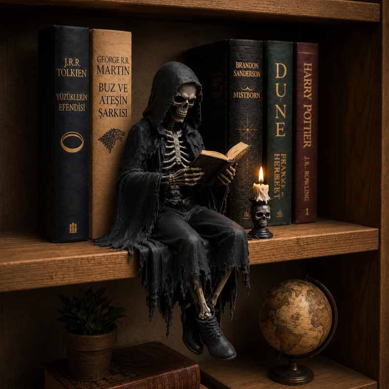 Figurine Gothique Gardien des Livres – Décoration Dark Fantasy pour Bibliothèque