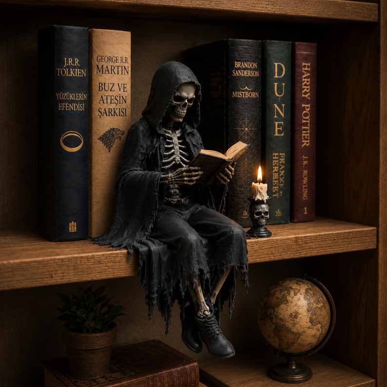 Figurine Gothique Gardien des Livres – Décoration Dark Fantasy pour Bibliothèque