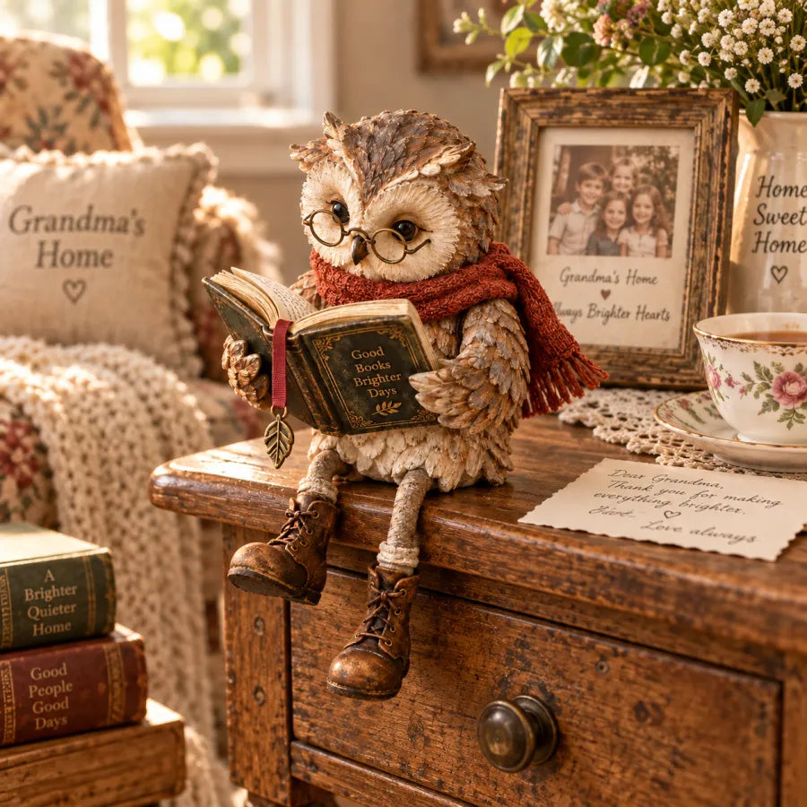 Figurine Chouette Lectrice – Décoration pour Bibliothèque & Coin Lecture