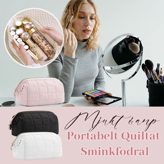 👜☁️ Mjukt & Portabelt Quiltat Sminkfodral i Bomull
