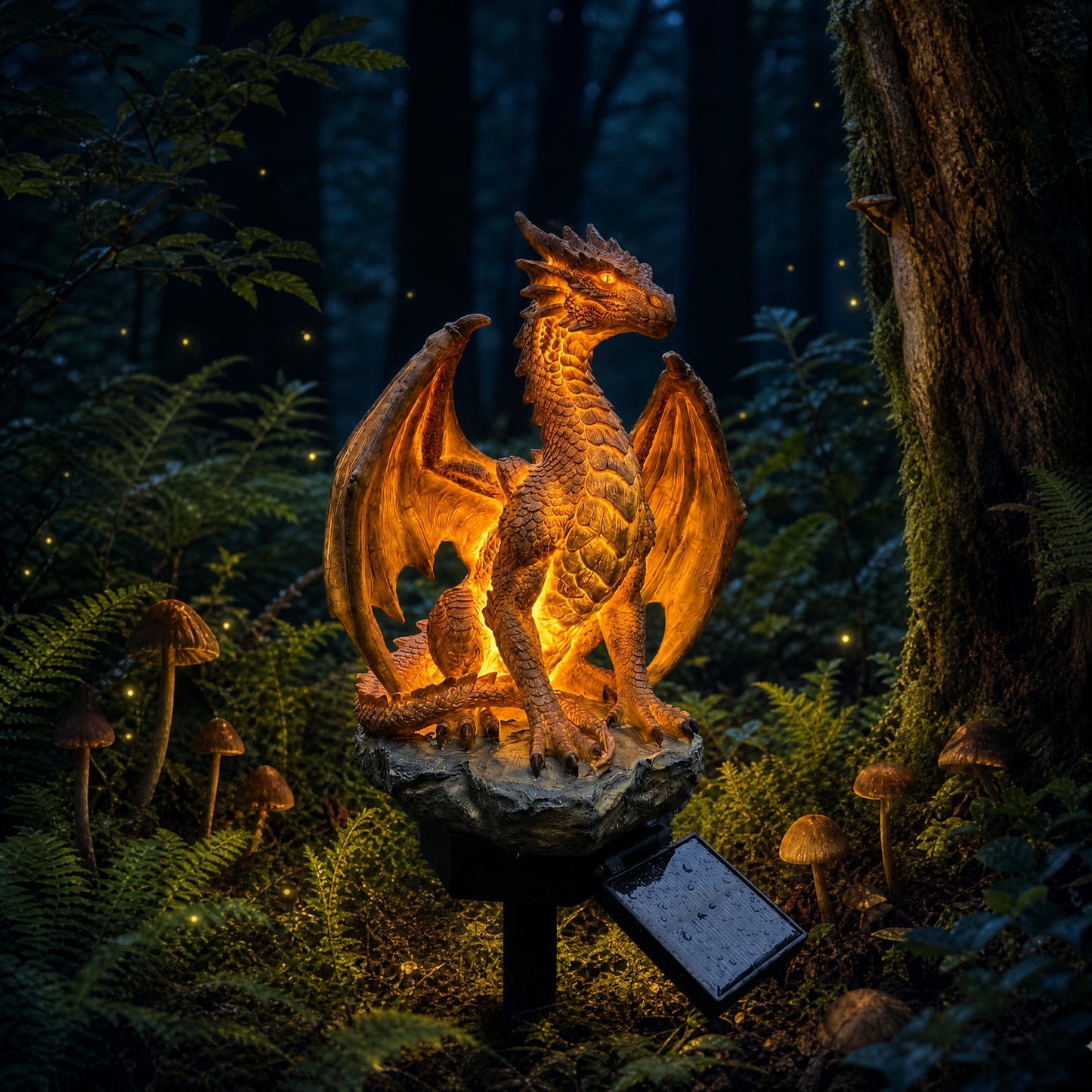 🐉✨Lampe Solaire Dragon Golden Ember – Décoration de Jardin LED Effet Braise pour Terrasse, Balcon et Massif