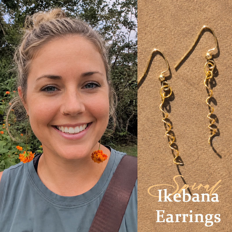Boucles d’Oreilles Spiral Ikebana – Bijou Floral Artistique au Style Naturel et Élégant