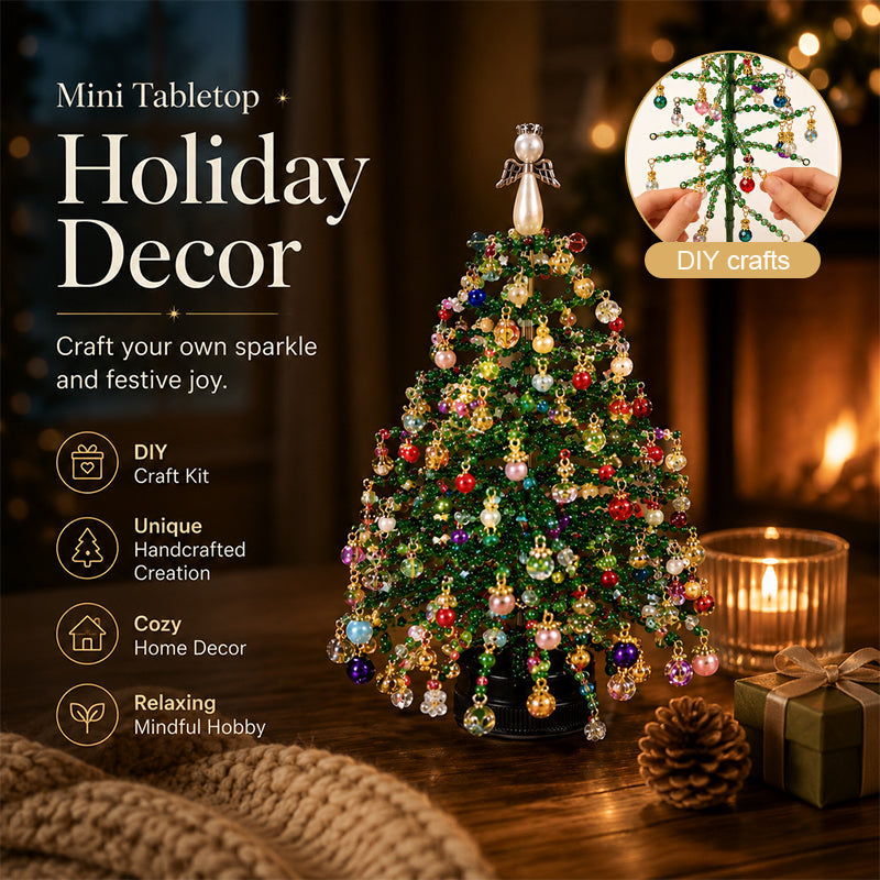 🎄Kit DIY Mini Sapin de Noël Perlé – Décoration Festive à Faire Soi-Même pour Table, Étagère & Cadeau de Noël