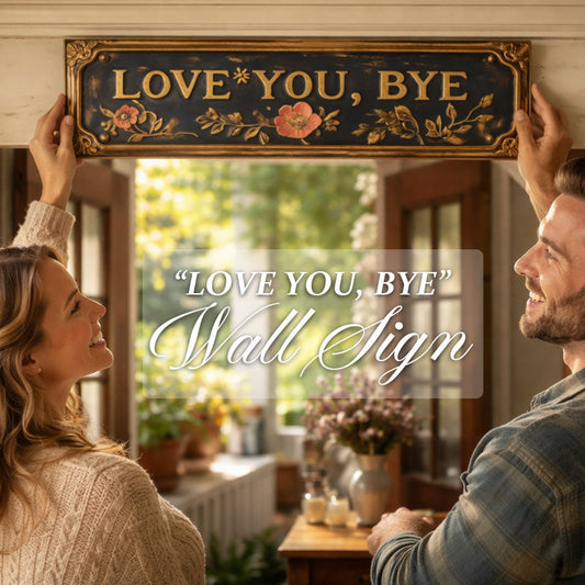 "Love you, Bye" Plaque murale florale vintage