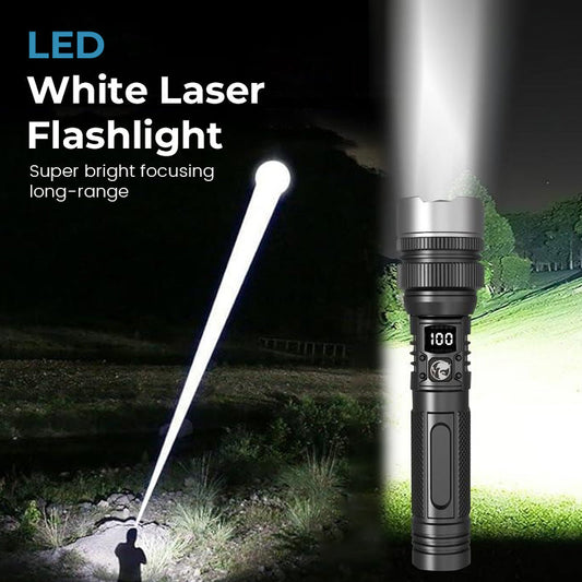 🔦 LED Vit Laserficklampa – Kraftfull Uppladdningsbar Arbets- och Utomhuslampa