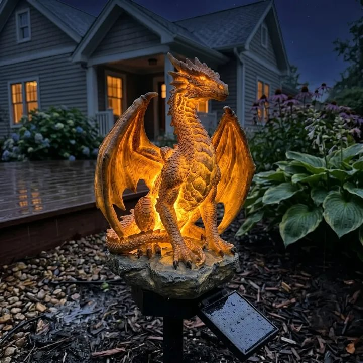 🐉✨Lampe Solaire Dragon Golden Ember – Décoration de Jardin LED Effet Braise pour Terrasse, Balcon et Massif