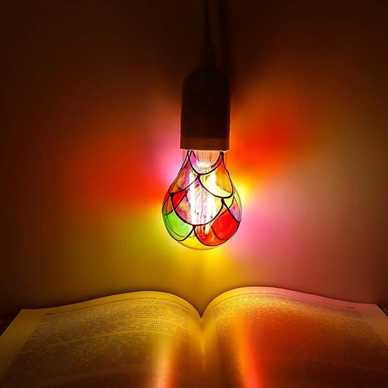 Handmålad DIY Färgglad Dekorativ Glödlampa – Festligt LED Varmt Ljus 💡🎨