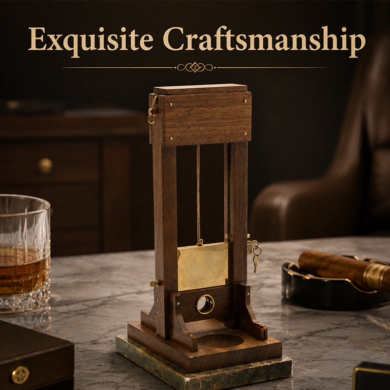 Accessoire de Bureau Guillotine Vintage – Pièce Décorative en Bois & Métal avec Plateau Intégré