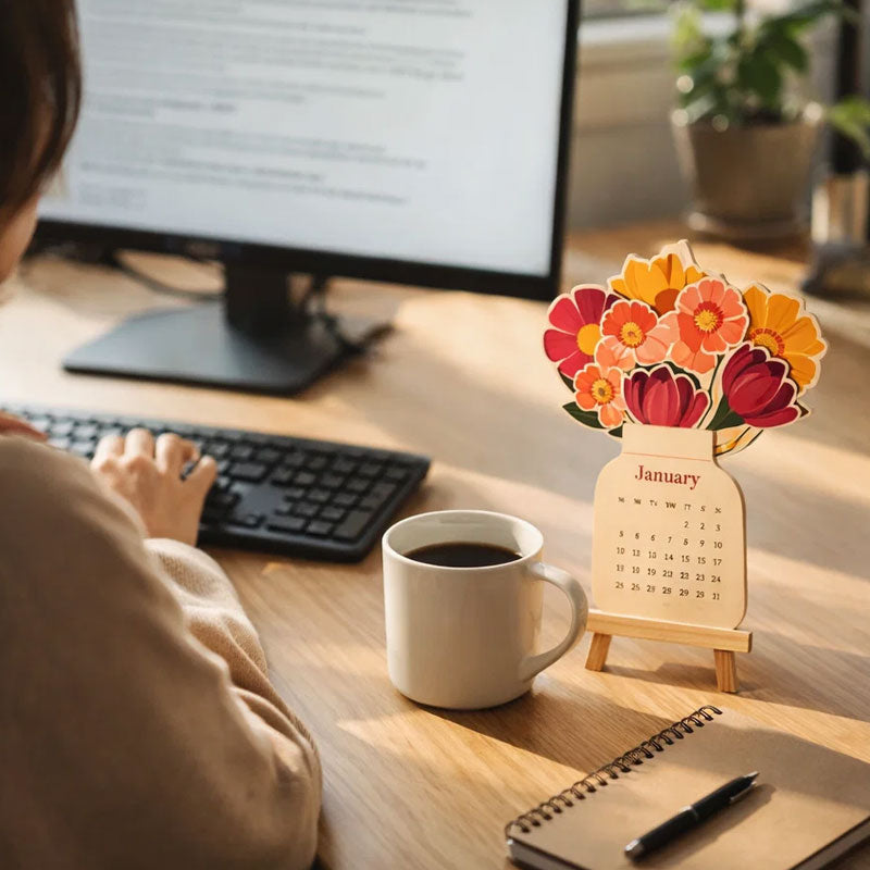 Calendrier de bureau floral 2026