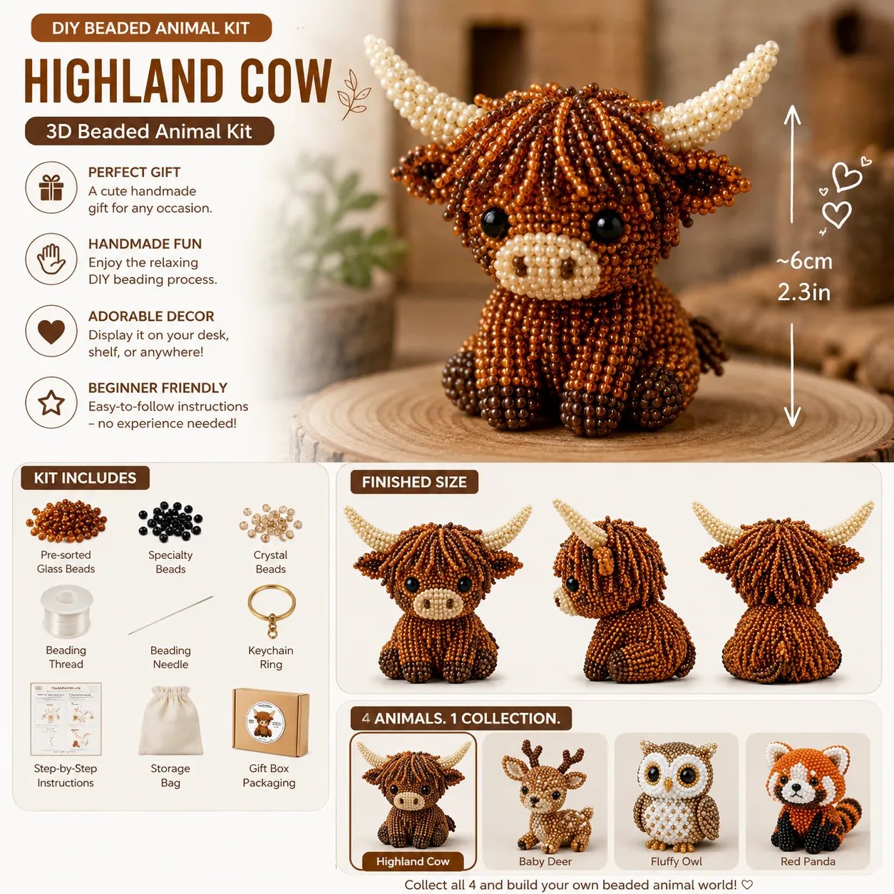 🧵✨ Kit DIY Animaux en Perles 3D – Loisir Créatif & Cadeau Fait Main