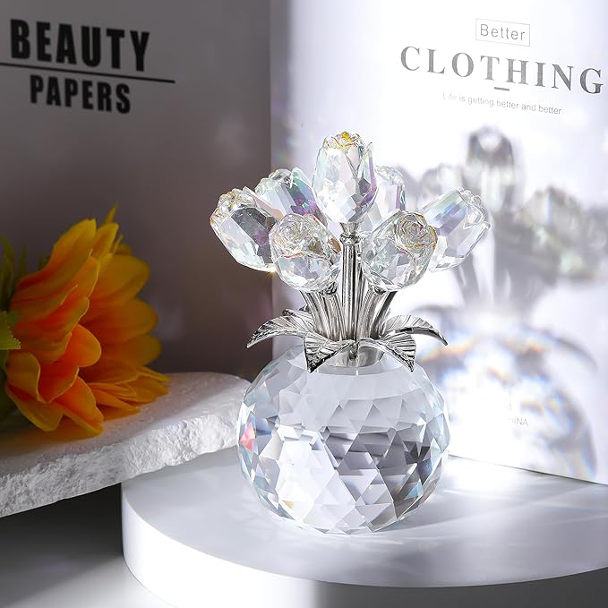 🌈✨ Vase prisme en cristal à fleurs ✨🌈