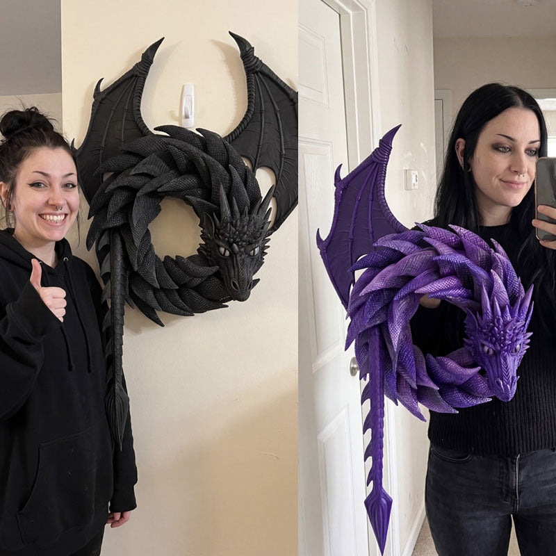 Couronne Dragon Fantasy – Décoration Murale et de Porte au Style Gothique et Mystique