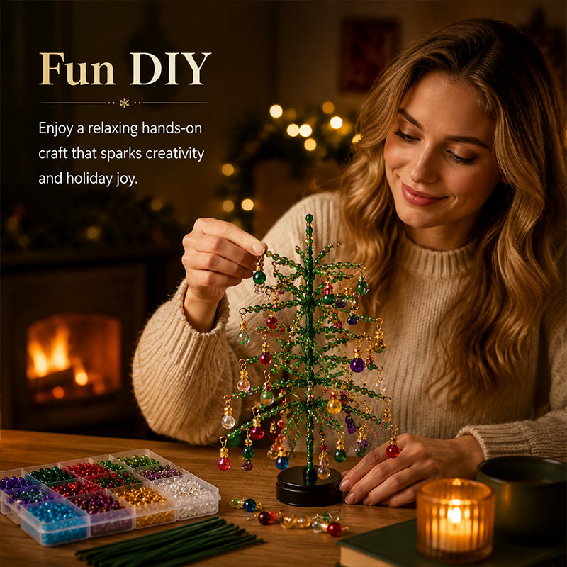 🎄Kit DIY Mini Sapin de Noël Perlé – Décoration Festive à Faire Soi-Même pour Table, Étagère & Cadeau de Noël