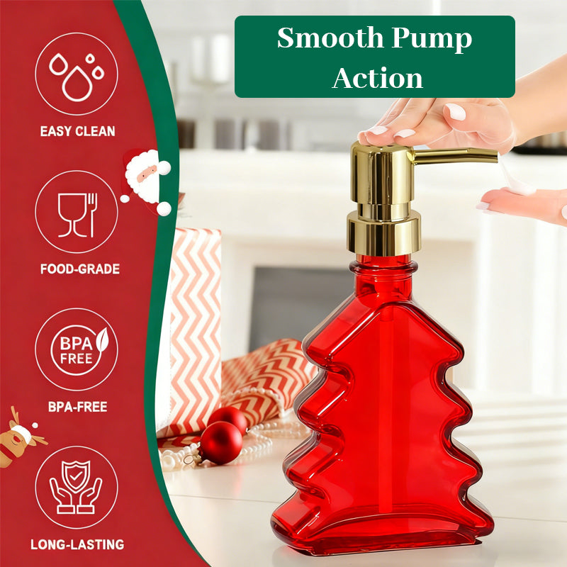 🎄 Distributeur de savon en verre en forme de sapin de Noël