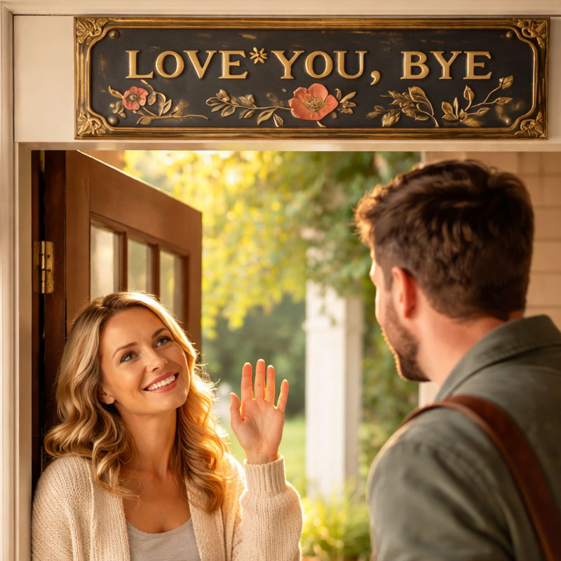 "Love you, Bye" Plaque murale florale vintage