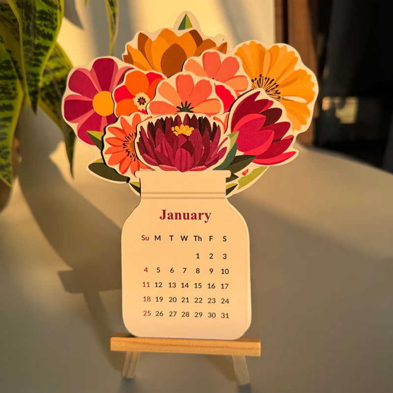Calendrier de bureau floral 2026