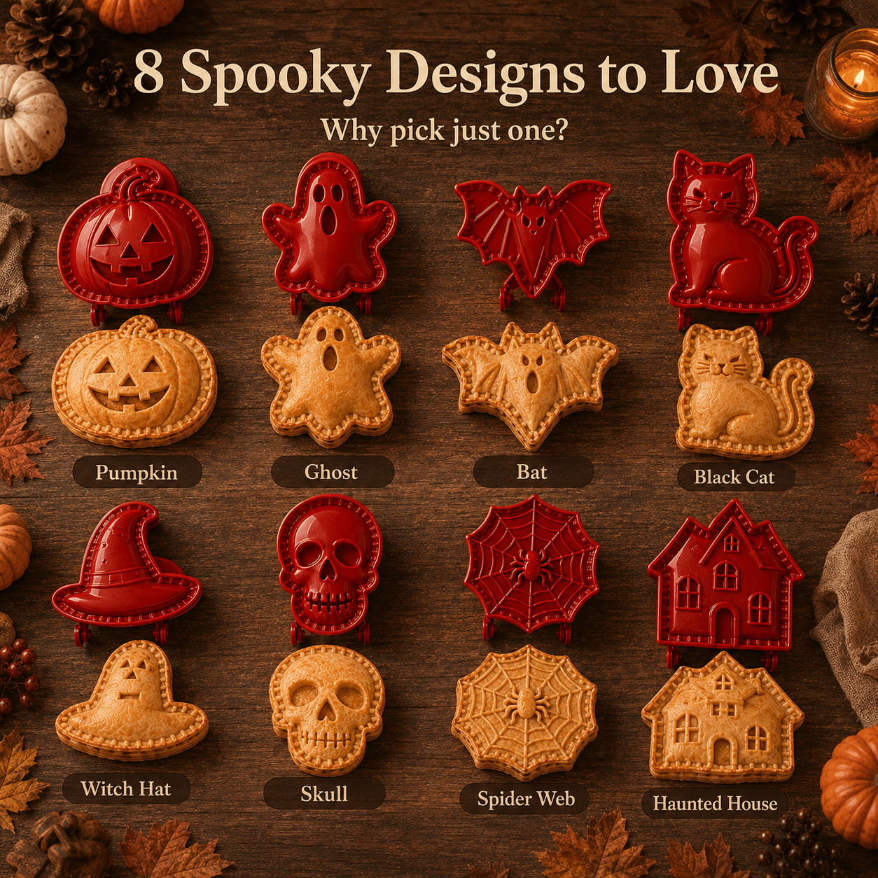 🎃 Moules à Mini Tourtes Halloween – 8 Motifs Festifs