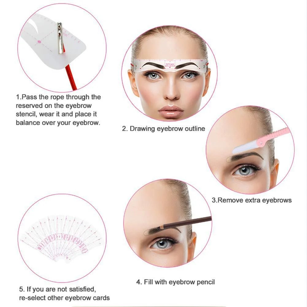 ✨ Kit de 12 Pochoirs à Sourcils – Des Sourcils Harmonieusement Dessinés en Quelques Gestes