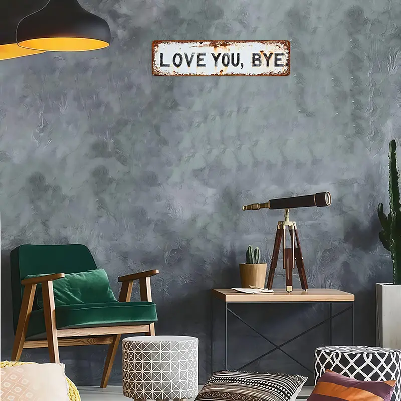 ❤️ JE T'AIME, AU REVOIR – Panneau mural vintage en métal