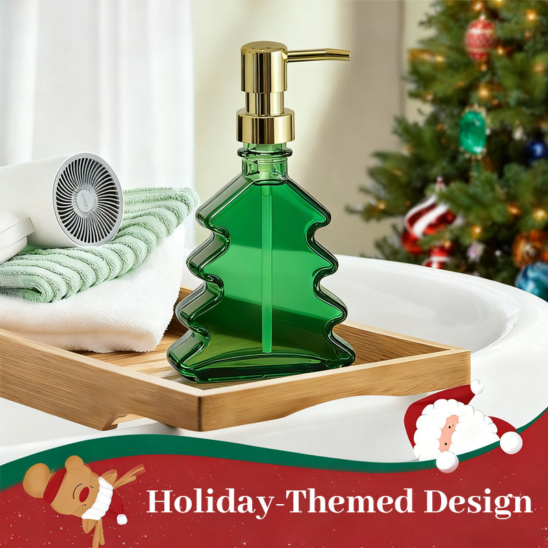 🎄 Distributeur de savon en verre en forme de sapin de Noël