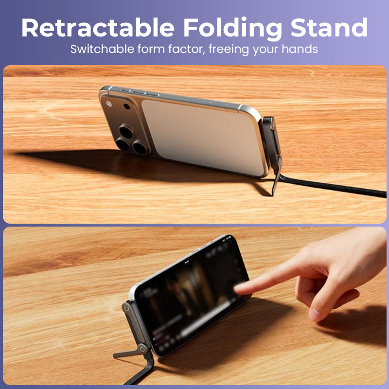 ⚡Câble de charge invisible 2 en 1 – Câble de charge rapide 240 W avec support de téléphone intégré