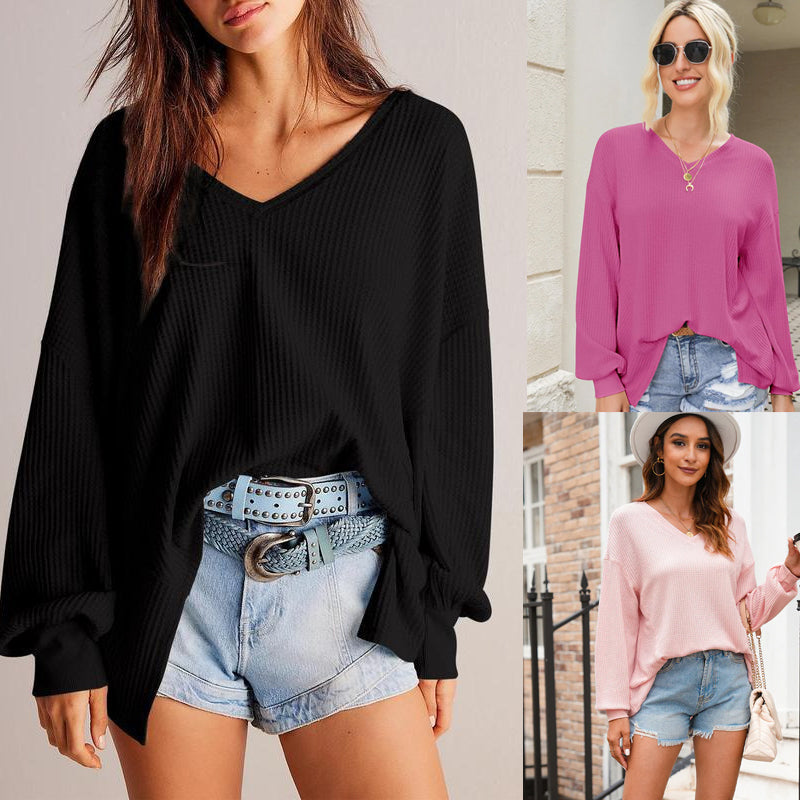 👚 Waffelmönstrad Stickad Tröja för Damer