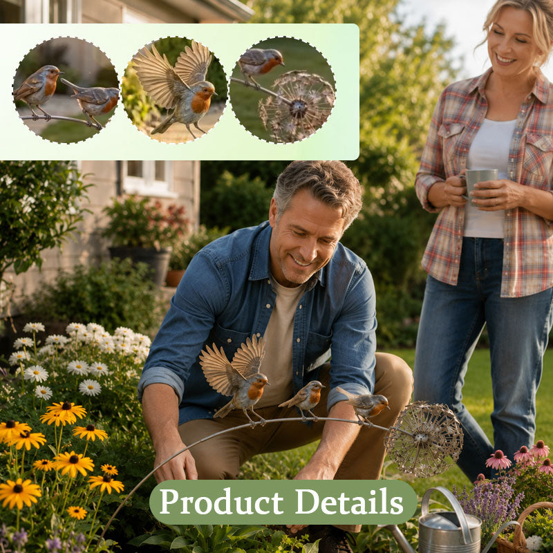 Tuteur de Jardin Rouge-Gorge – Décoration Poétique pour Massifs, Terrasse et Coin Souvenir