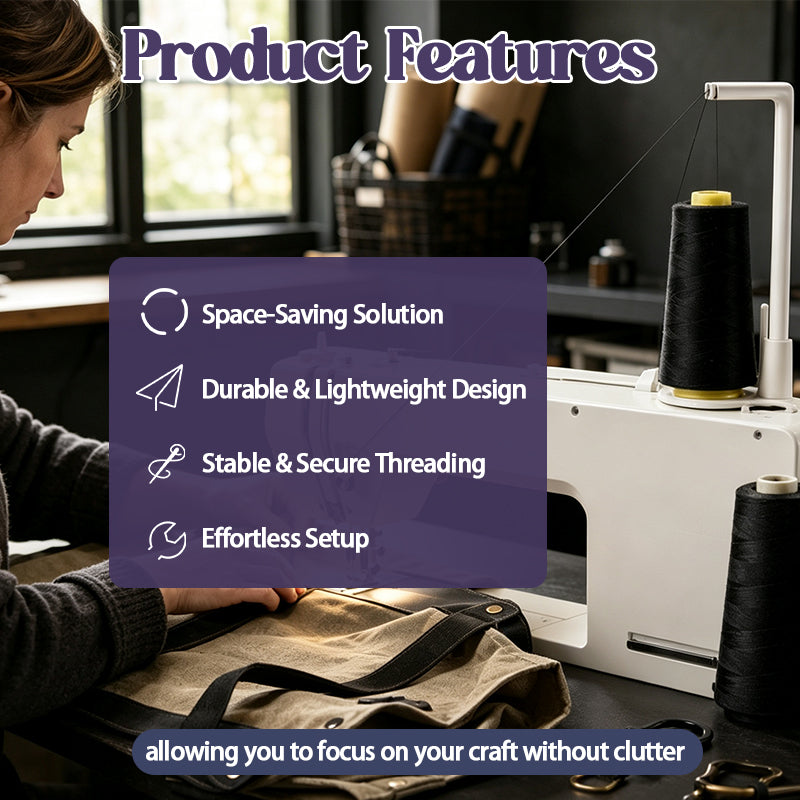 Porte-bobine supérieur pour machine à coudre – Support vertical pour grandes bobines, quilting et projets couture